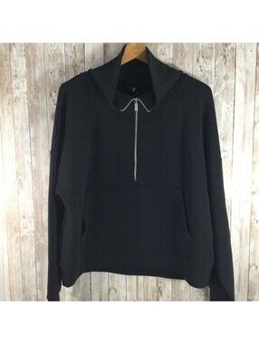 Calia by Carrie Soft Scuba 1/4 Zip Pullover Sweatshirt Kangaroo Pocket Large